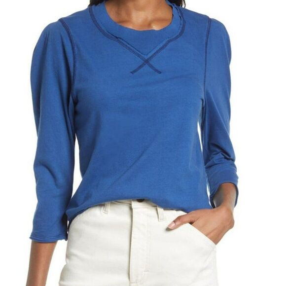 FREE PEOPLE Women's - S - Clover Puff Shoulder Top - Midnight hour /Blue - Picture 2 of 5